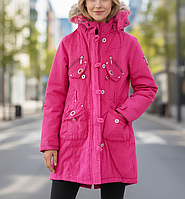 Куртка довга пальто на дівчинку рожева — 140 146 152
