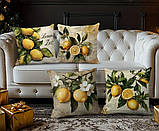 Набір декоративних чохлів на подушки з лимонним принтом – 4 шт, фото 2