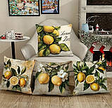 Набір декоративних чохлів на подушки з лимонним принтом – 4 шт, фото 4