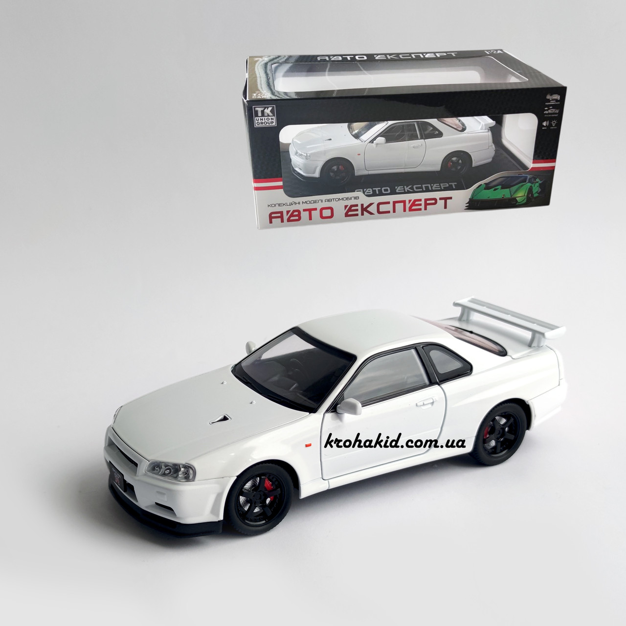 Металева машинка Nissan Skyline GT-R R34 Fast Furious 2 "Подвійний форсаж" з дверима, що відкривається 1:24