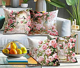 Набір декоративних чохлів на подушки 4 шт з принтом рожевих троянд, фото 5