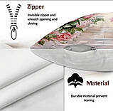 Набір декоративних чохлів на подушки 4 шт з принтом рожевих троянд, фото 6