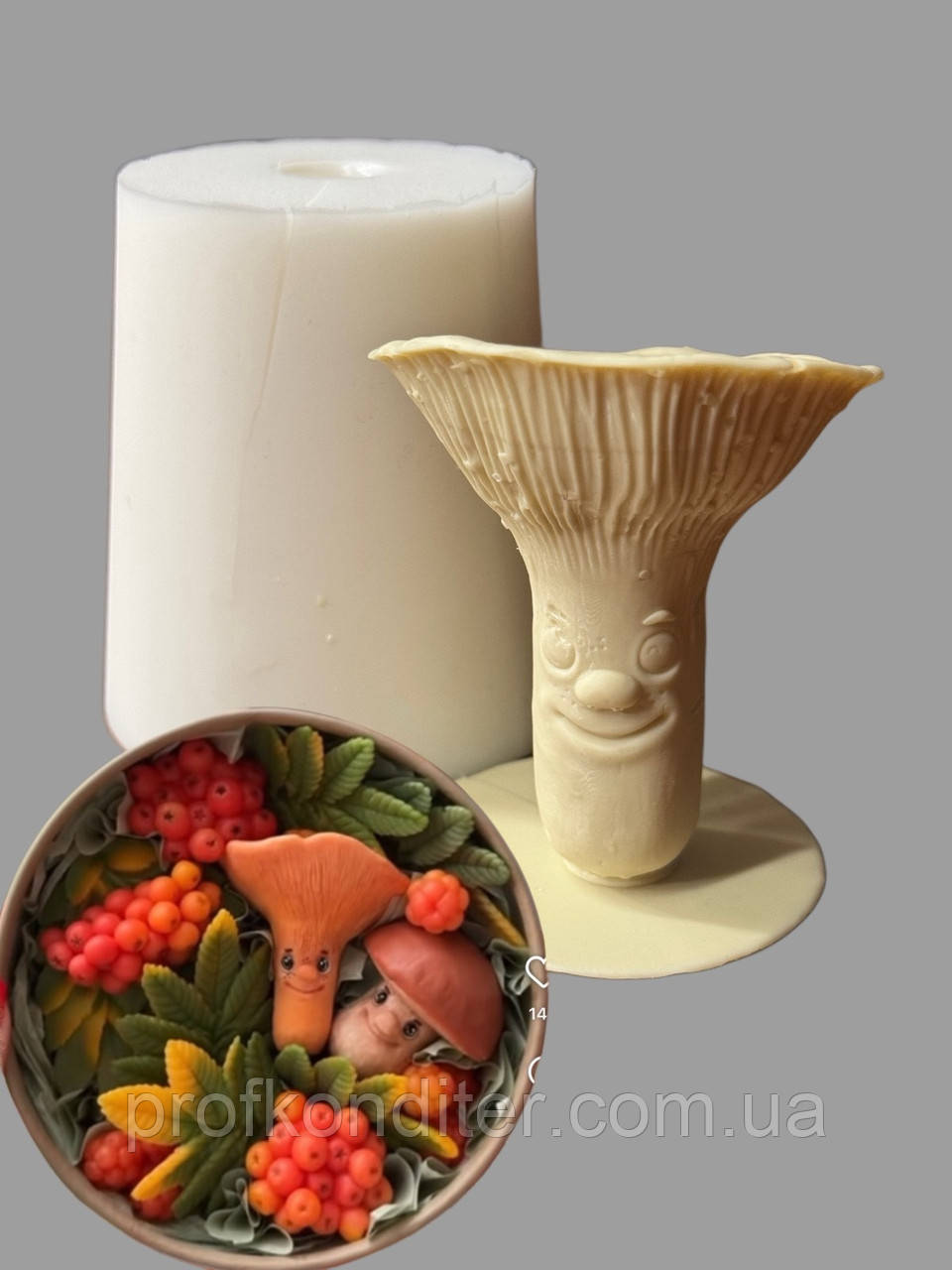 Силіконовий Молд для шоколаду, карамелі, мастики та ін "Гриб ЛИСИЧКА в ЗД форматі", фото 1