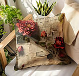 Набір 4 декоративні чохли на подушки з вінтажним принтом троянд, фото 4