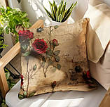 Набір 4 декоративні чохли на подушки з вінтажним принтом троянд, фото 5