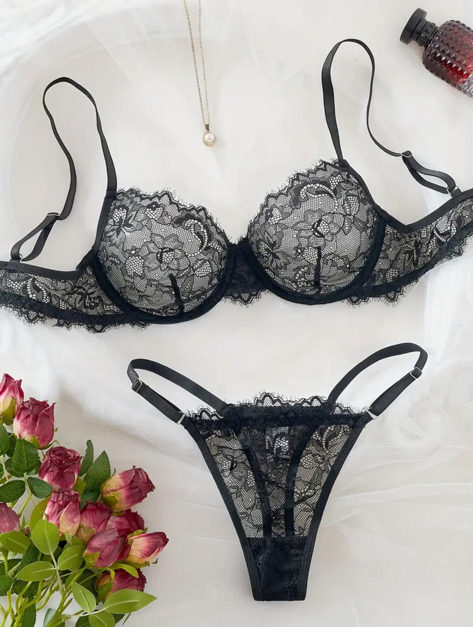 Комплект жіночої білизни Glori (р.M, чорний), фото 1