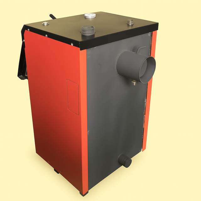 Твердопаливний котел Amica Есо – сучасне рішення для опалення приватних будинків. Працює на дровах і вугіллі, забезпечує стабільне тепло, тривале горіння та енергоефективність. Завдяки компактній конструкції та надійним матеріалам, цей котел є універсальним вибором для економного і якісного опалення. Котел Amica Есо – твердопаливний котел у червоно-чорному корпусі на світло-жовтому фоні