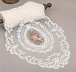 Серветка декоративна мереживна з вишивкою, овальна 30×43 см, фото 2