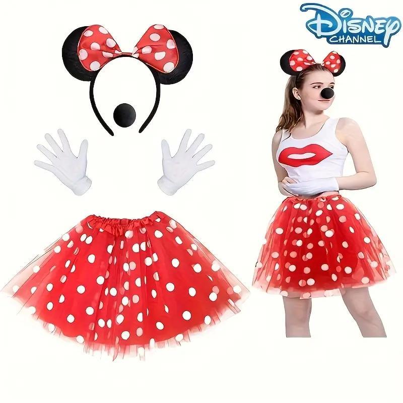 Костюм для дівчинки Мінні Маус спідниця, обруч, рукавички, носик, фото 1