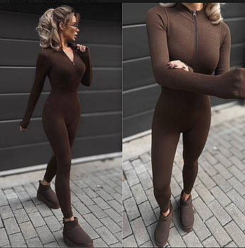 Комбінезон жіночий теплий з рубчика з начосом (Норма)