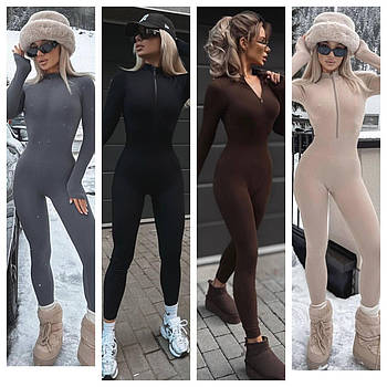 Комбінезон жіночий теплий з рубчика з начосом (Норма)