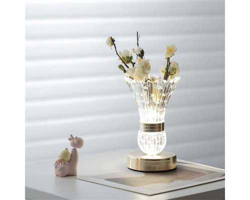 Кришталева LED-лампа у формі вази з квітами акриловий кришталевий світильник - фото 1 - id-p2745490943