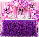 Святкова спідниця для столу з органзи – рюші, декор для дня народження, весілля, свята, фото 6