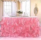 Святкова спідниця для столу з органзи – рюші, декор для дня народження, весілля, свята, фото 7