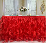 Святкова спідниця для столу з органзи – рюші, декор для дня народження, весілля, свята, фото 8