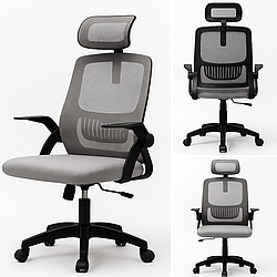 Крісло Diego ErgoFlex сітка чорно-сіре