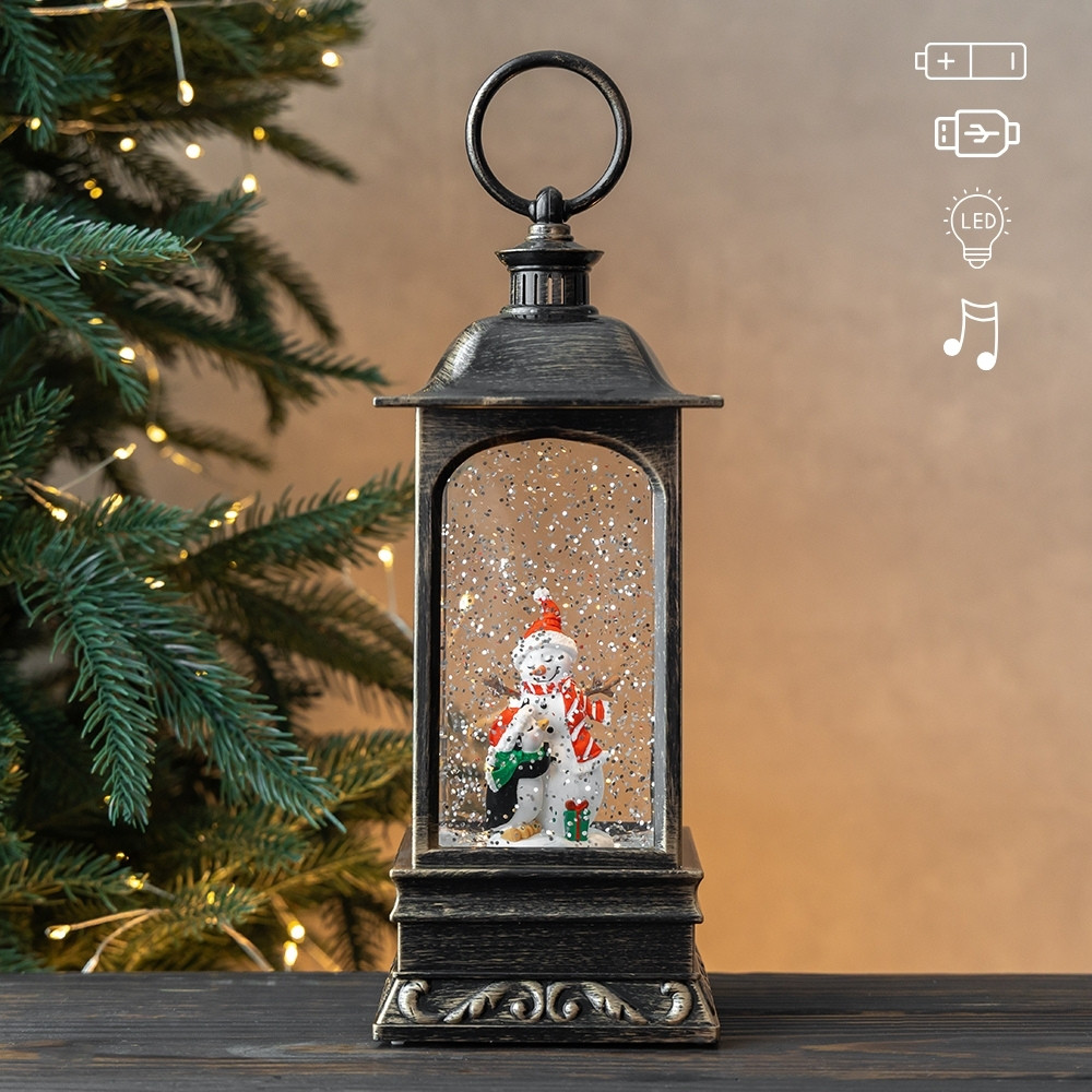 Новорічний ліхтар із підсвічуванням та музикою Сніговик 27 см 19240-021