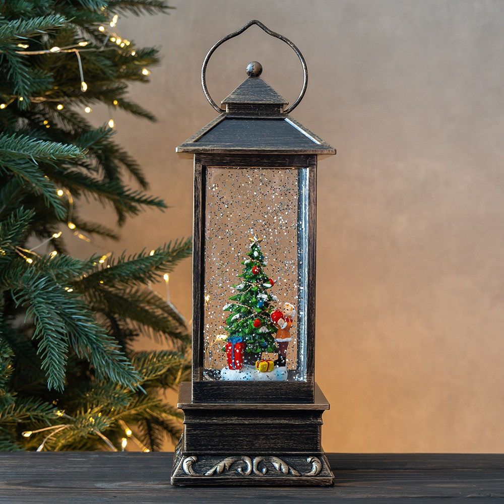 Новорічний ліхтар із підсвічуванням та музикою Новорічна ялинка 31 см 19240-023