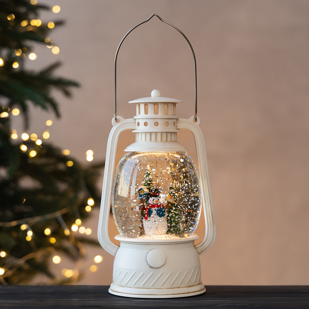 Новорічний ліхтар з підсвічуванням та музикою Сніговик з ялинкою 20,5х10 см 19240-031