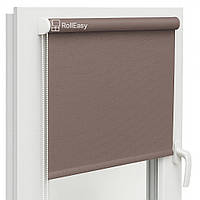 Ролеты на окна с фиксацией под наклон Рулонные шторы Ролета тканевая лен L-7439 Шоколад