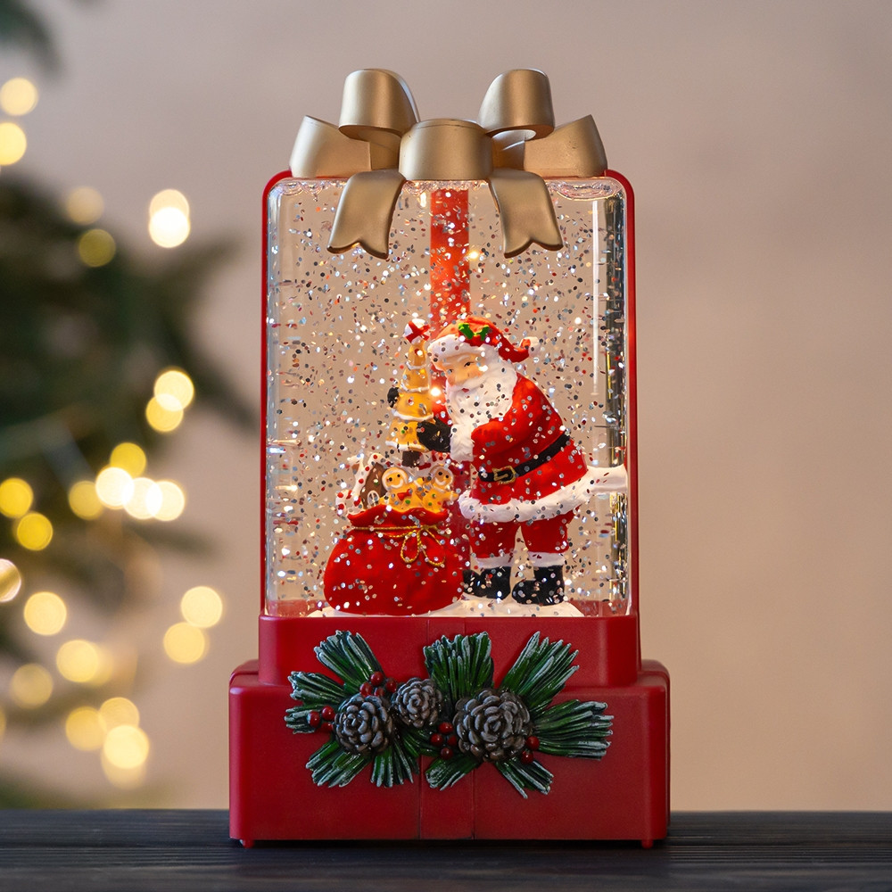 Новорічний ліхтар із підсвічуванням та музикою Святковий бант 18 см 19240-015