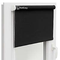 Ролеты на окна с фиксацией под наклон Рулонные шторы Ролета тканевая лен L-2136 Черный