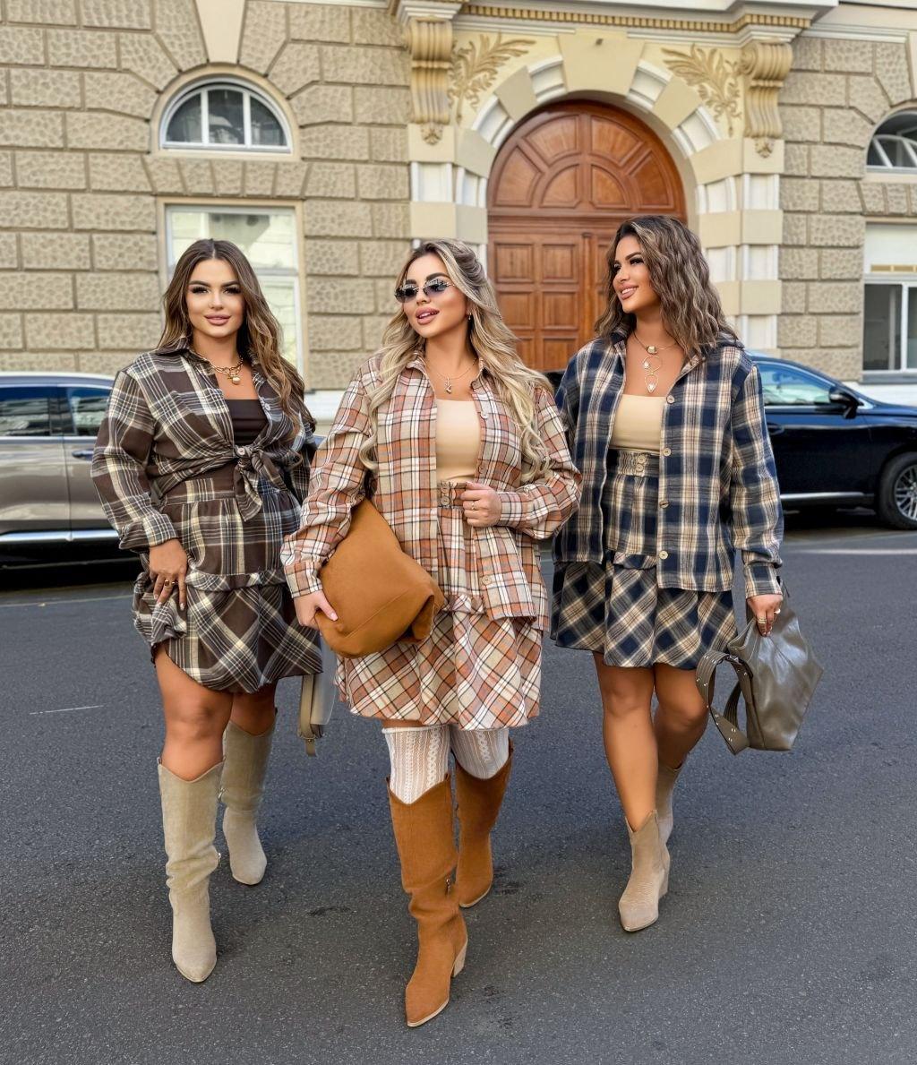 Костюм спідниця та сорочка в клітку 9973, фото 1