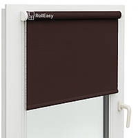 Ролеты на окна с фиксацией под наклон Рулонные шторы Ролета тканевая лен L-2106 Темно-коричневый