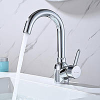 Змішувач для умивальника BuntHaus монокомандний високий, хромований, обертання 360° для ванної та кухні, нержавіюча сталь