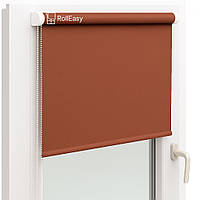 Ролеты на окна с фиксацией под наклон Рулонные шторы Ролета тканевая лен L-2103 Кирпичный