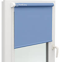 Ролеты на окна с фиксацией под наклон Рулонные шторы Ролета тканевая лен L-2074 Голубой