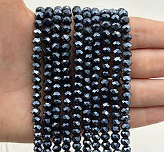 Намистини кришталеві Рондель 6х4 мм, чорний з АБ (уп.90-95 шт)