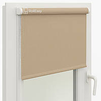 Ролеты на окна с фиксацией под наклон Рулонные шторы Ролета тканевая лен L-814 Латте