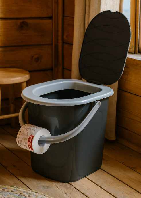 Відро-туалет Алеана 22 л з кришкою (граніт/сірий) для дачі, дому та догляду за хворими/Біотуалет, фото 1