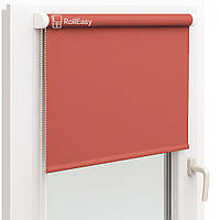 Роллет на окна с фиксацией под наклон Рулонные шторы Роллета тканевая лен L-860 Терракотовый