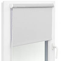 Роллет на окна с фиксацией под наклон Рулонные шторы Роллета тканевая лен L-815 Светло-серый