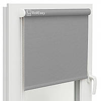 Роллет на окна с фиксацией под наклон Рулонные шторы Роллета тканевая лен L-7436 Серый