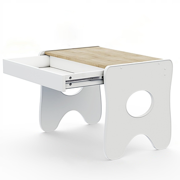 Столик дитячий з шухлядкою білий 70×45 см для навчання і ігор