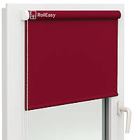 Ролеты на окна с фиксацией под наклон Рулонные шторы Ролета тканевая лен L-888 Бордовый