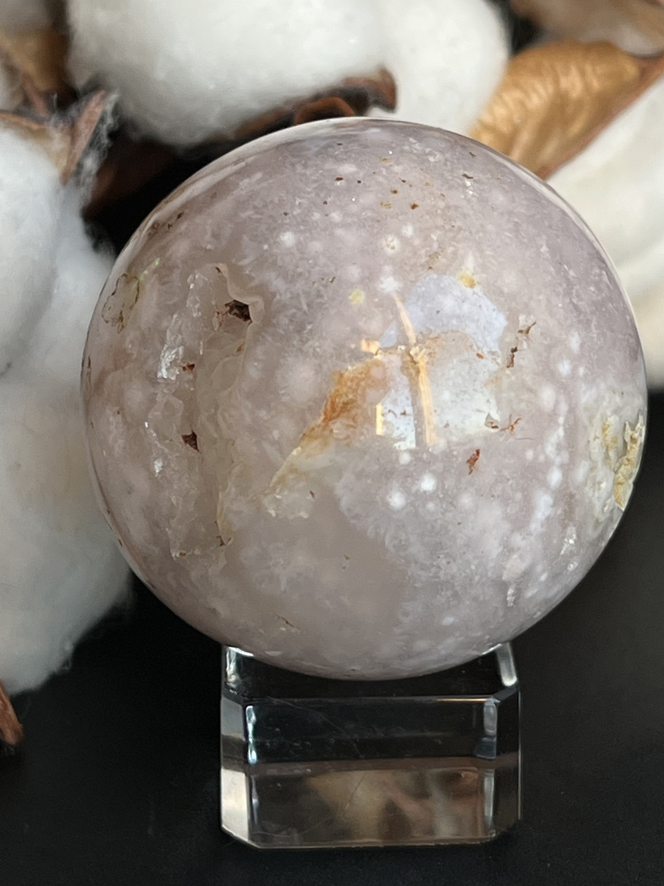 Агат квітковий натуральний сфера шар куля з квіткового агату. 44 мм., фото 1