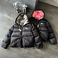 Жіночий зимовий пуховик Stussy Baloon Fit рожевий теплий оверсайз з капюшоном для повсякденного носіння та активного відпочинку