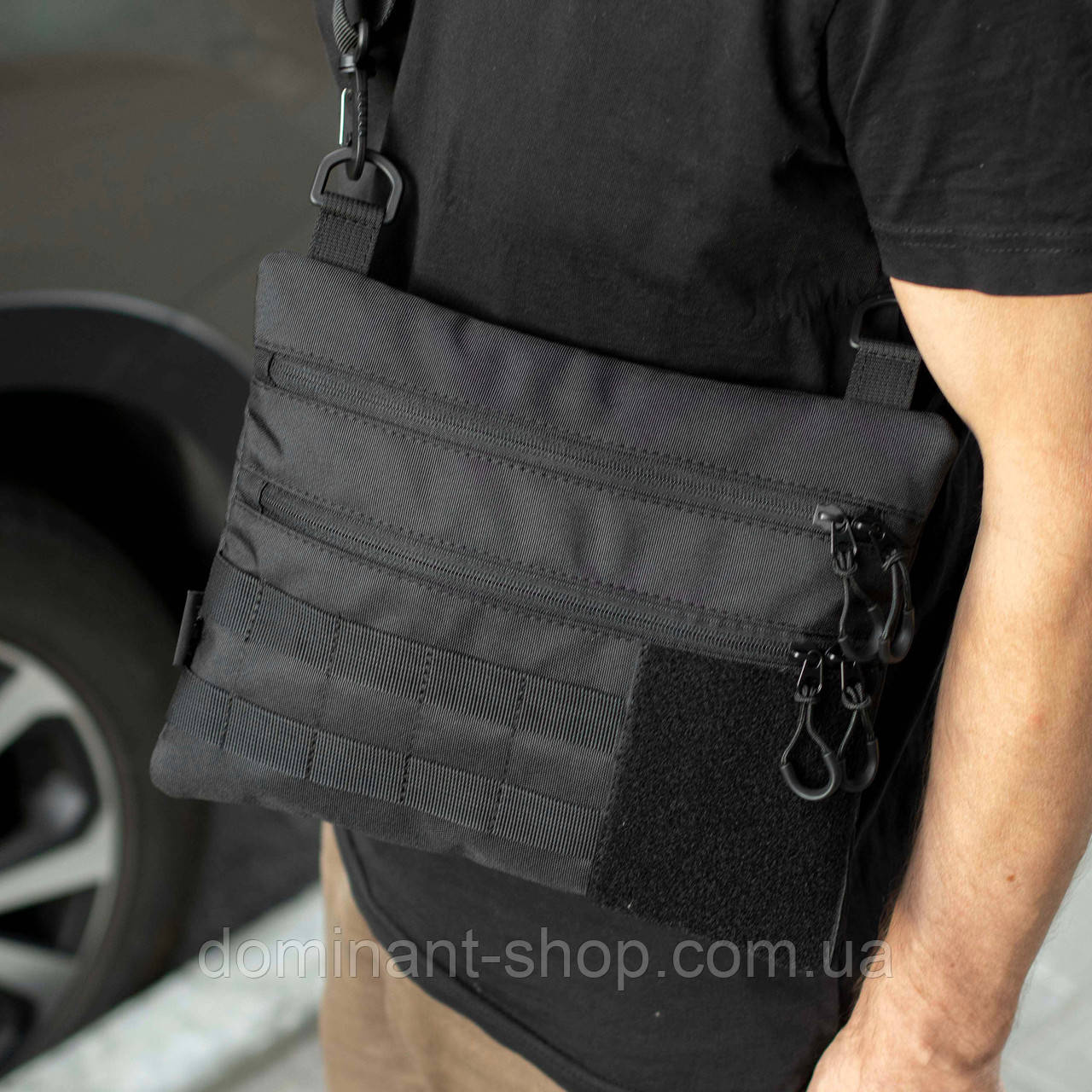 Сумка месенджер Elit Tact чорна з MOLLE через плече | Барсетка тактична, фото 1