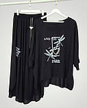 Костюм літній жіночий (футболка та спідниця) чорний. XL, XXL, 3XL, фото 9