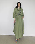Костюм літній жіночий (футболка та спідниця) зелений. XL, XXL, 3XL, фото 2