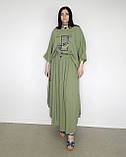 Костюм літній жіночий (футболка та спідниця) зелений. XL, XXL, 3XL, фото 4