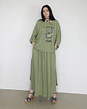 Костюм літній жіночий (футболка та спідниця) зелений. XL, XXL, 3XL, фото 5