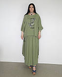 Костюм літній жіночий (футболка та спідниця) зелений. XL, XXL, 3XL, фото 6
