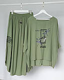 Костюм літній жіночий (футболка та спідниця) зелений. XL, XXL, 3XL, фото 9