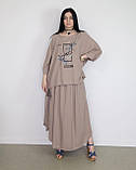 Костюм літній жіночий (футболка та спідниця) бежевий. XL, XXL, 3XL, фото 4
