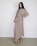 Костюм літній жіночий (футболка та спідниця) бежевий. XL, XXL, 3XL, фото 5